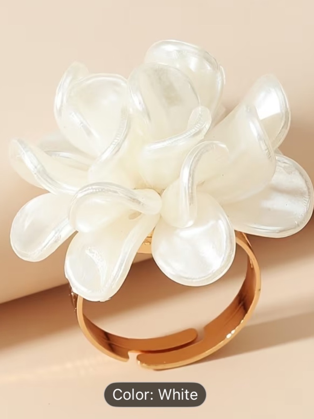 White Floral Statement Ring
